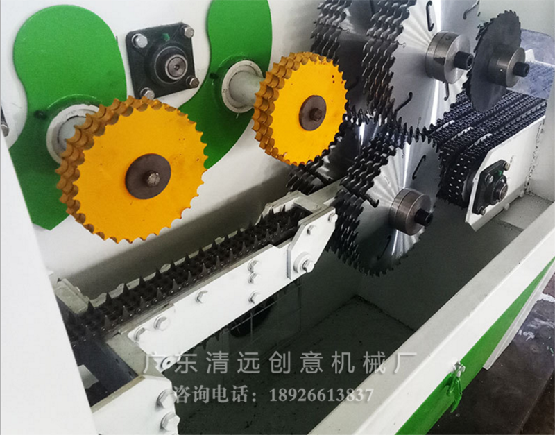 圓木多片鋸采用上下軸多鋸片，超薄鋸片出材率高達(dá)80%以上