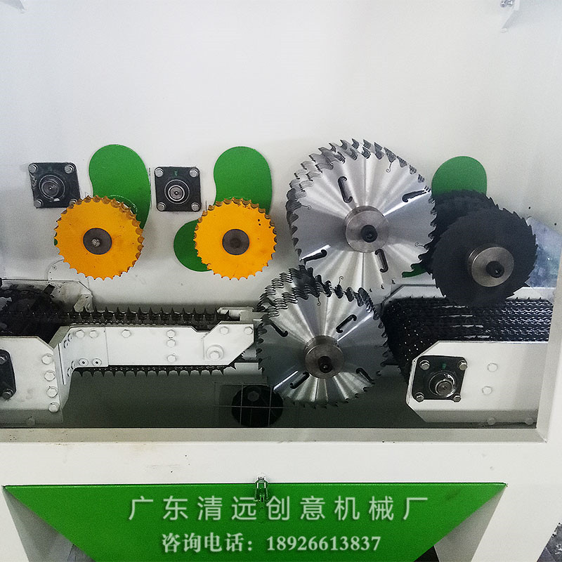 圓木多片鋸采用上下軸超薄鋸片，出材率高達80%以上