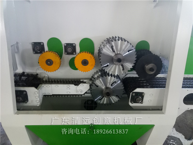 圓木多片鋸采用上下軸多片鋸，鋸片超薄，出材率高達(dá)80%以上